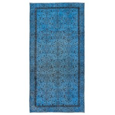 Blue Handmade Area Rug, Turkish Carpet for Dining Room & Entryway, Floor Covering for Living Room Decor