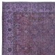 Floral Patterned Handmade Turkish Area Rug in Mulberry Purple Tones, Ideal for Modern Home and Office Decor