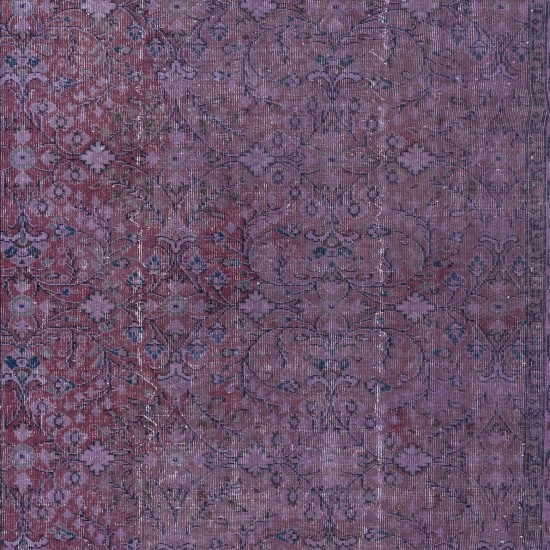 Floral Patterned Handmade Turkish Area Rug in Mulberry Purple Tones, Ideal for Modern Home and Office Decor