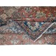 Vintage Handmade Turkish Rug in Red & Dark Blue with Botanical Design