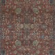 Vintage Handmade Turkish Rug in Red & Dark Blue with Botanical Design