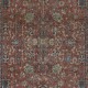 Romantic Vintage Handmade Turkish Rug in Red & Dark Blue with Botanical Design