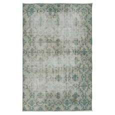 Faded Handmade Anatolian Oushak Area Rug in Beige & Green. Vintage Country Homes & Rustic Decor Carpet
