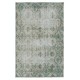 Faded Handmade Anatolian Oushak Area Rug in Beige & Green. Vintage Country Homes & Rustic Decor Carpet