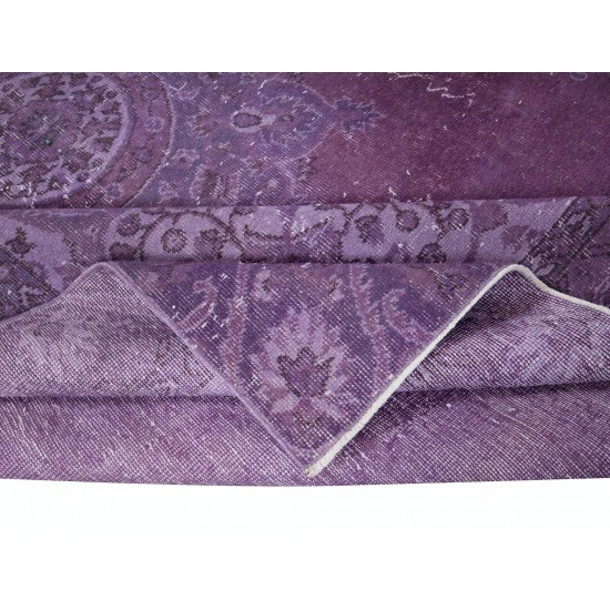 Fantastic Handmade Turkish Rug with Medallion Design & Purple Field, Art for the Floor, Modern Home Decor Carpet