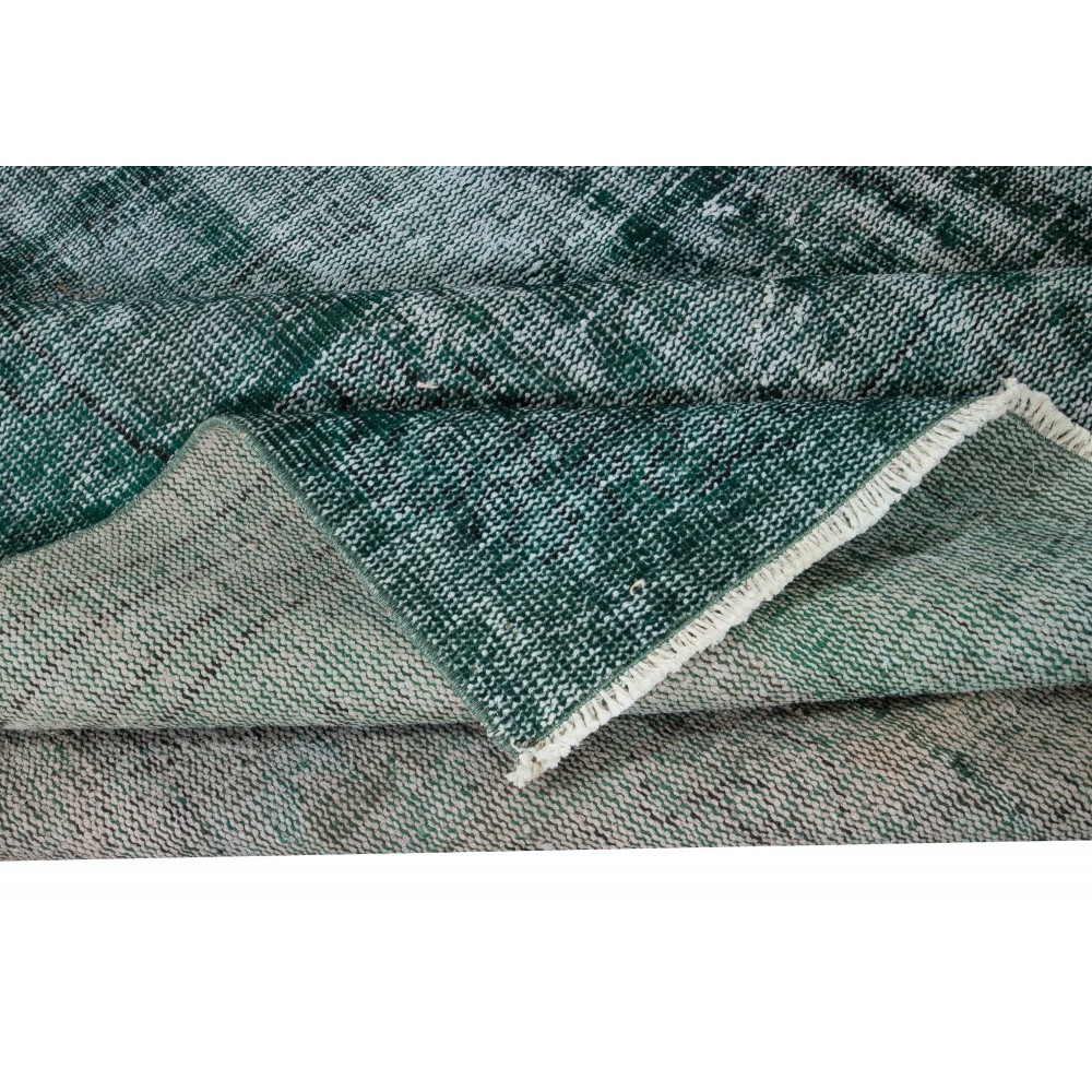 Distressed Dark Green Rug, Handmade Turkish Carpet, Floor Covering