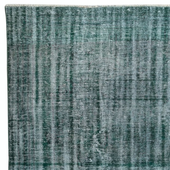 Distressed Dark Green Rug, Handmade Turkish Carpet, Floor Covering