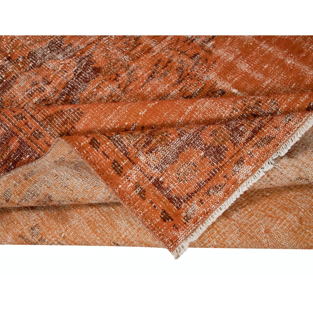 Modern Handmade Turkish Area Rug in Orange Colors