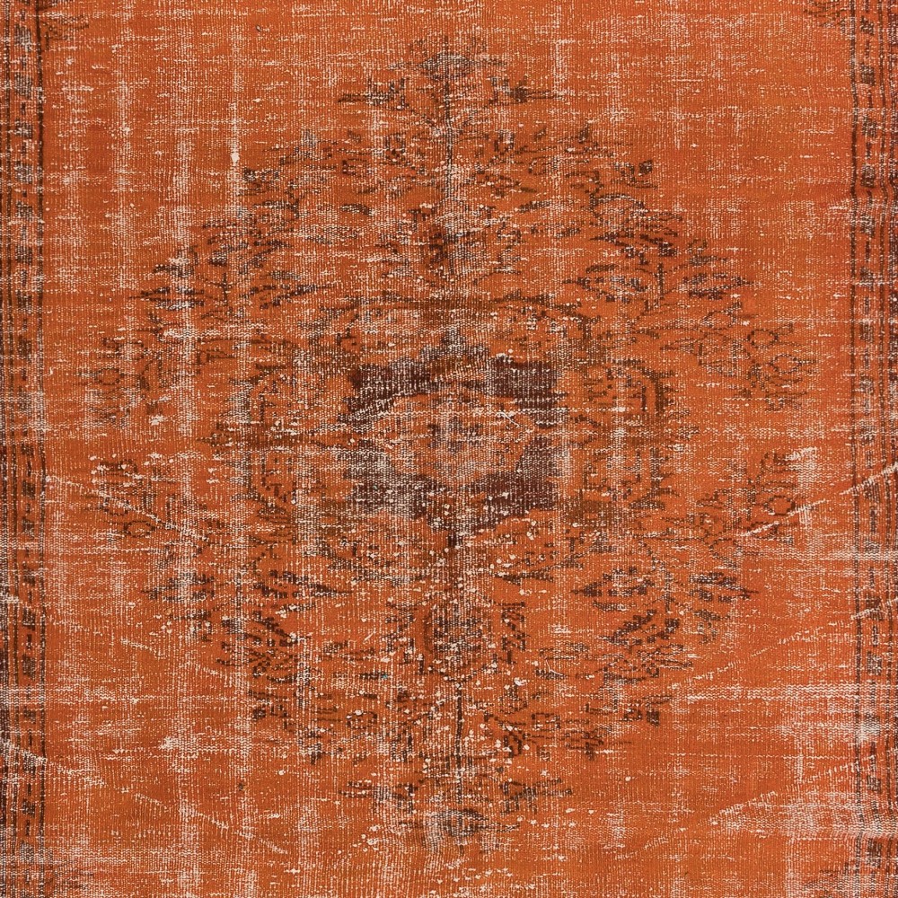 Modern Handmade Turkish Area Rug in Orange Colors