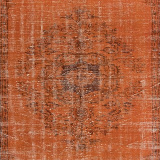 Modern Handmade Turkish Area Rug in Orange Colors