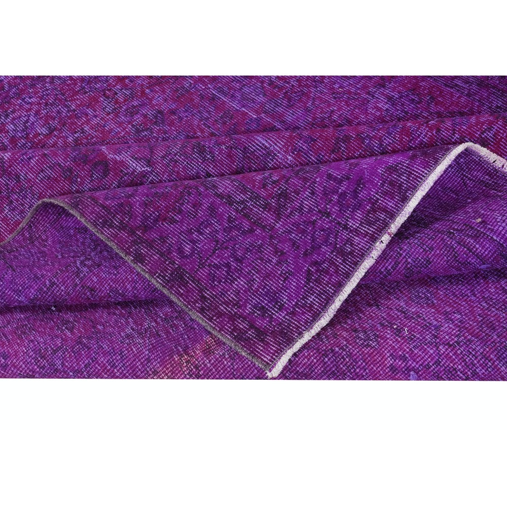 Contemporary Wool Area Rug in Purple, Hand-Knotted in Turkey
