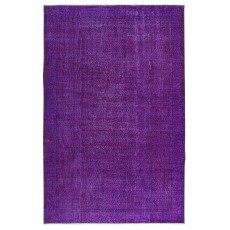 Contemporary Wool Area Rug in Purple, Hand-Knotted in Turkey
