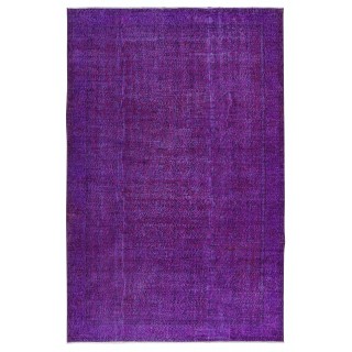 Contemporary Wool Area Rug in Purple, Hand-Knotted in Turkey