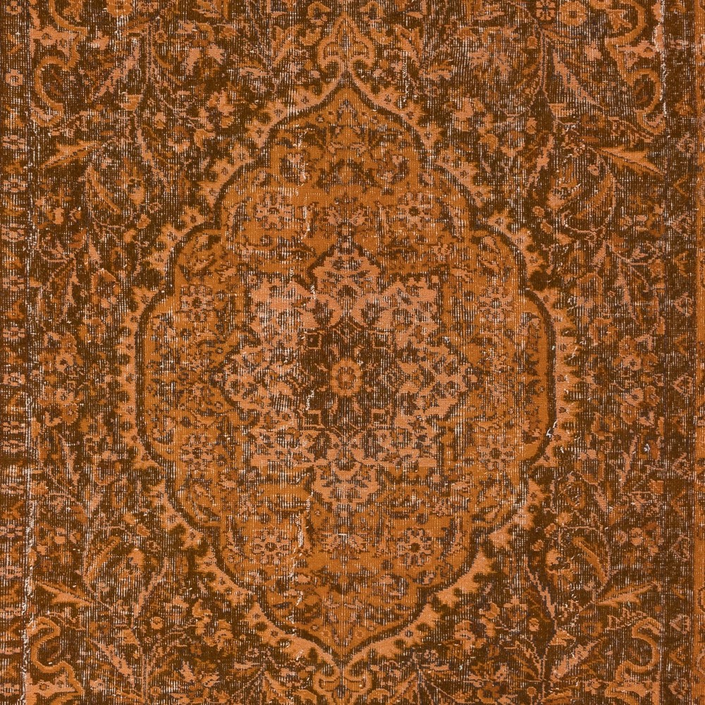 Elegant Hand-Made Turkish Area Rug in Burnt Orange, Contemporary Upcycled Carpet