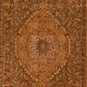 Elegant Hand-Made Turkish Area Rug in Burnt Orange, Contemporary Upcycled Carpet