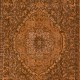 Elegant Hand-Made Turkish Area Rug in Burnt Orange, Contemporary Upcycled Carpet