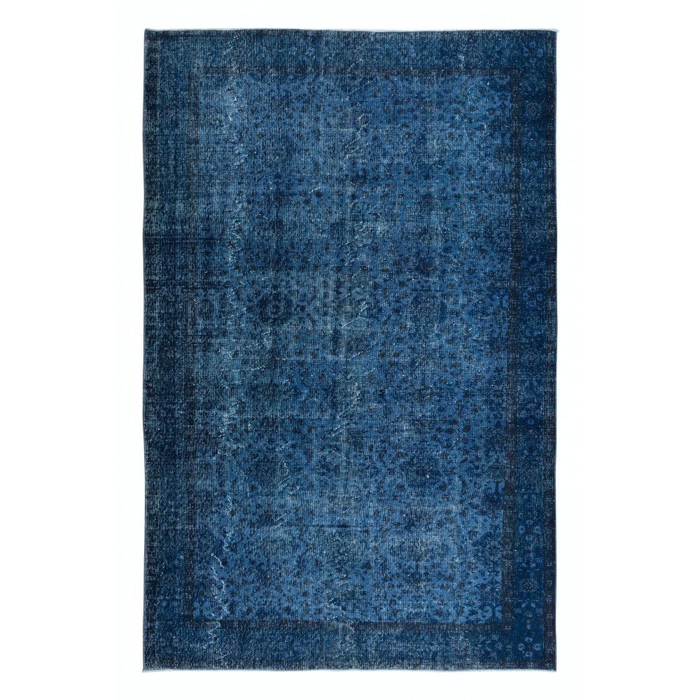 Ocean Blue Handmade Area Rug, Decorative Turkish Carpet, Woolen Floor Covering