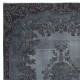 Handmade Gray Area Rug with Medallion Design. Turkish Carpet for Dining Room & Entryway