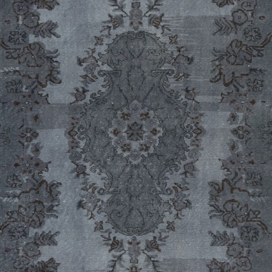 Handmade Gray Area Rug with Medallion Design. Turkish Carpet for Dining Room & Entryway. Modern Floor Covering for Living Room