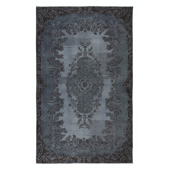 Handmade Gray Area Rug with Medallion Design. Turkish Carpet for Dining Room & Entryway. Modern Floor Covering for Living Room