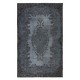 Handmade Gray Area Rug with Medallion Design. Turkish Carpet for Dining Room & Entryway