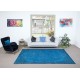 Floral Garden Design Handmade Turkish Area Rug Over-Dyed in Blue