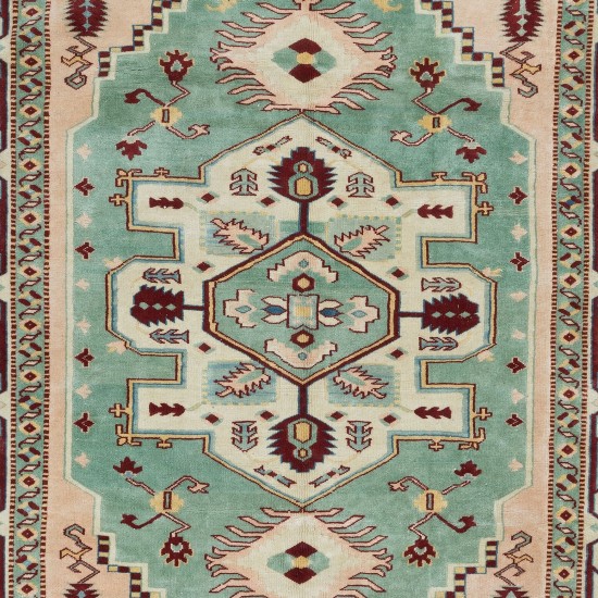 Decorative Handmade Area Rug, Unique Vintage Turkish Carpet with Fringe, 100% Wool
