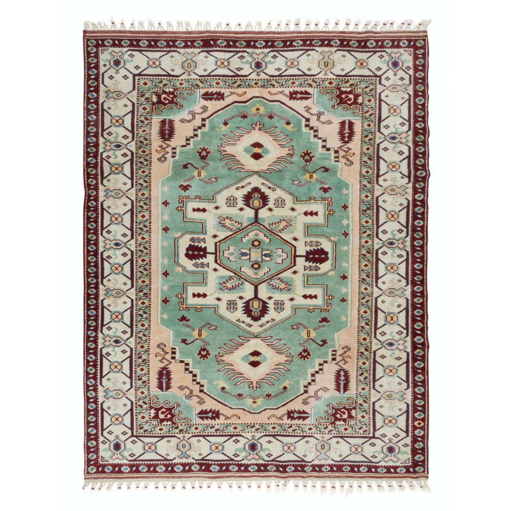 Decorative Handmade Area Rug, Contemporary Turkish Carpet with Fringe, 100% Wool
