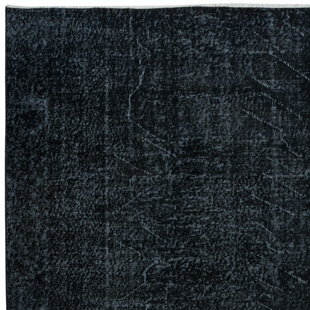 Plain Black Area Rug, Handknotted and Handwoven in Turkey