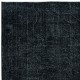 Plain Black Area Rug, Handknotted and Handwoven in Isparta, Turkey