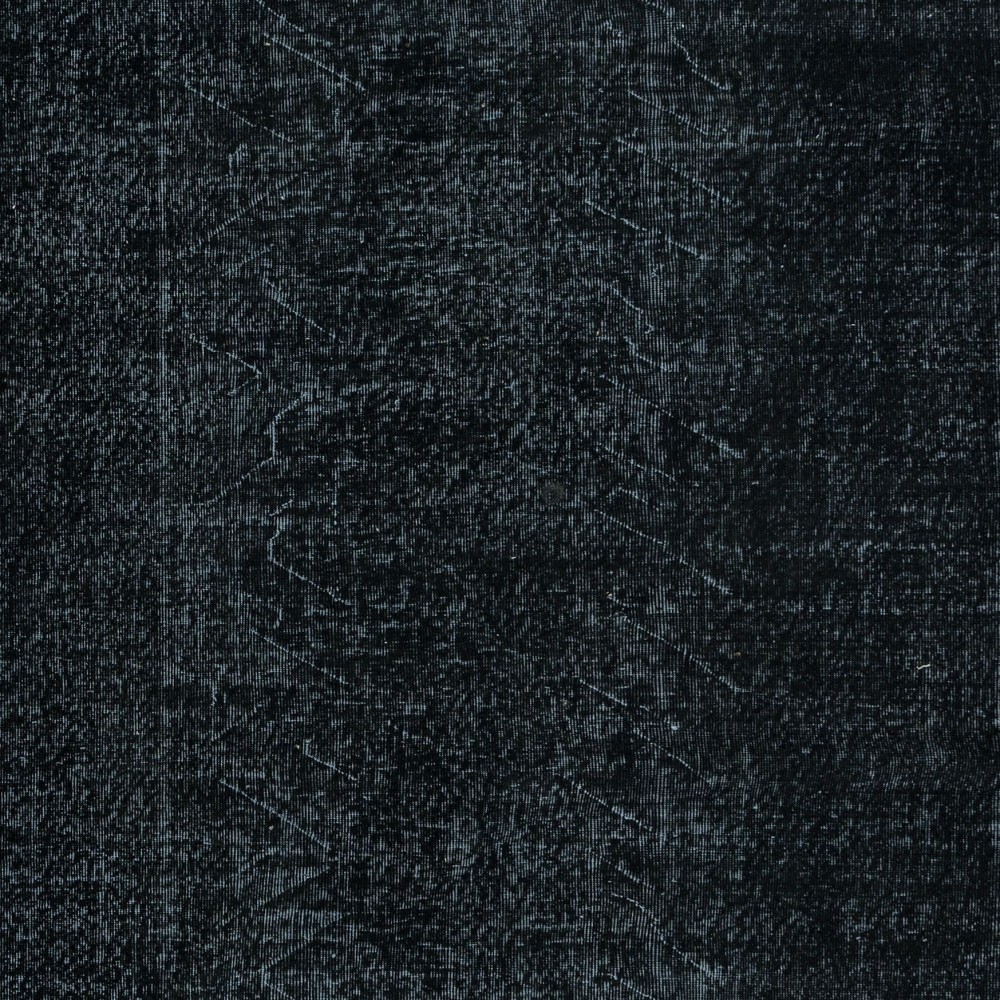 Plain Black Area Rug, Handknotted and Handwoven in Turkey
