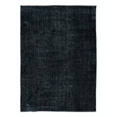 Plain Black Area Rug, Handknotted and Handwoven in Turkey