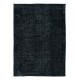 Plain Black Area Rug, Handknotted and Handwoven in Isparta, Turkey