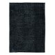 Plain Black Area Rug, Handknotted and Handwoven in Turkey