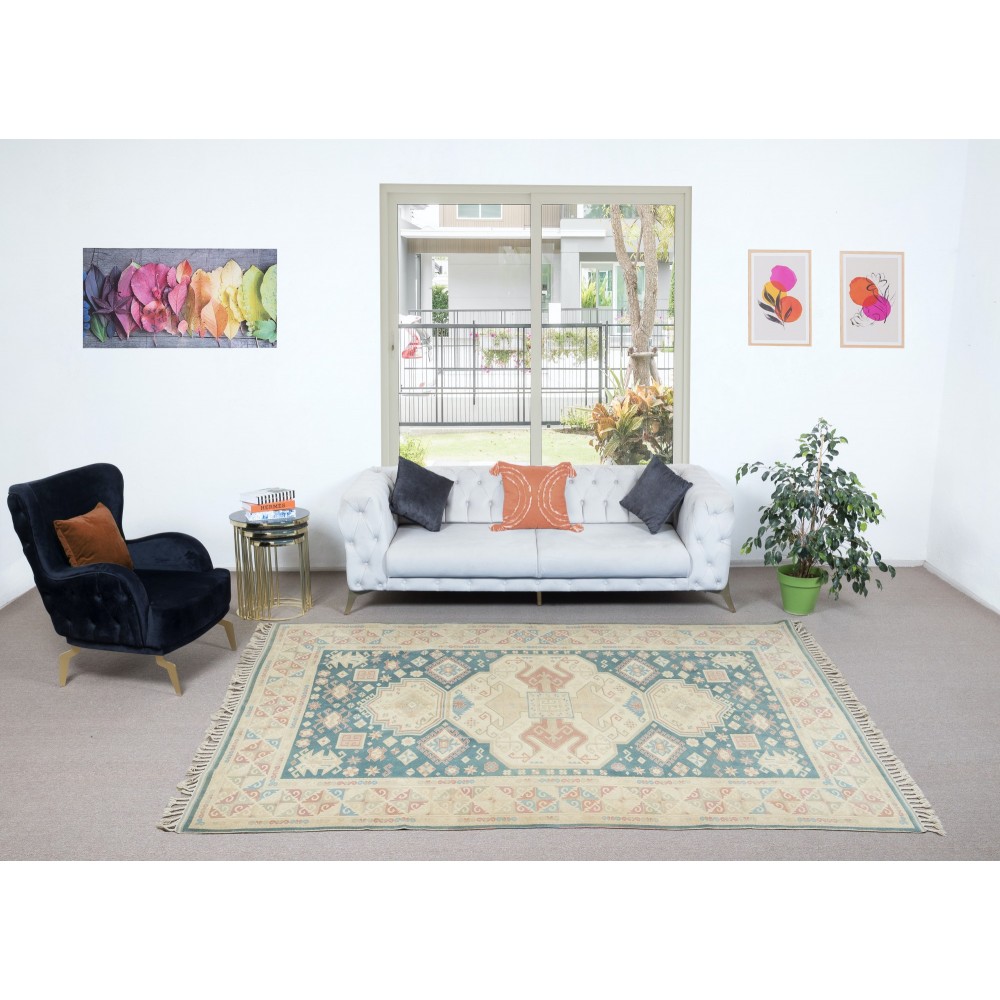One of a Kind Vintage Handmade Turkish Rug with Soft Colors