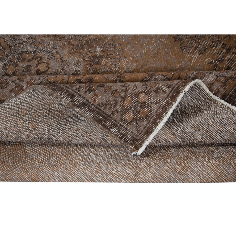 Contemporary Living Room Carpet in Brown, Hand Knotted Turkish Area Rug with Medallion Design