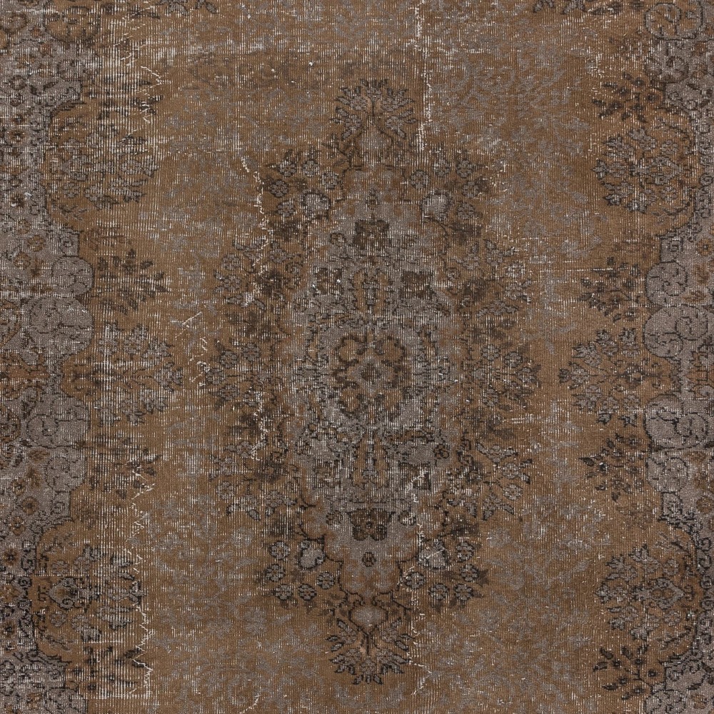 Contemporary Living Room Carpet in Brown, Hand Knotted Turkish Area Rug with Medallion Design