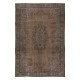Contemporary Living Room Carpet in Brown, Hand Knotted Turkish Area Rug with Medallion Design