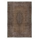 Contemporary Living Room Carpet in Brown, Hand Knotted Turkish Area Rug with Medallion Design