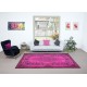 Contemporary Pink Area Rug, Handmade Turkish Carpet, Woolen Floor Covering