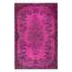 Contemporary Pink Area Rug, Handmade Turkish Carpet, Woolen Floor Covering