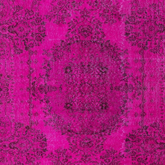 Hot Pink Handmade Turkish Wool Area Rug for Modern Interiors