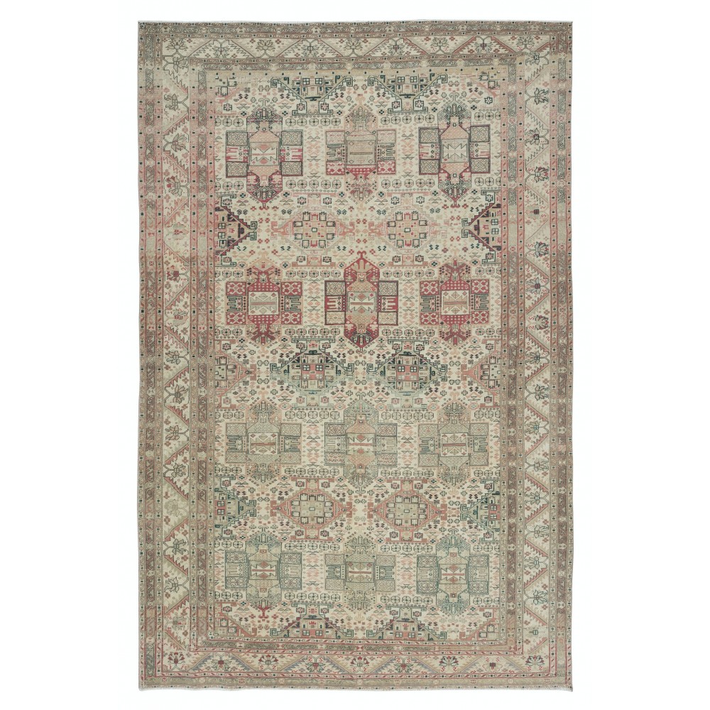 Vintage Handmade Turkish Rug for Rustic & Farmhouse Decor, 100% Wool