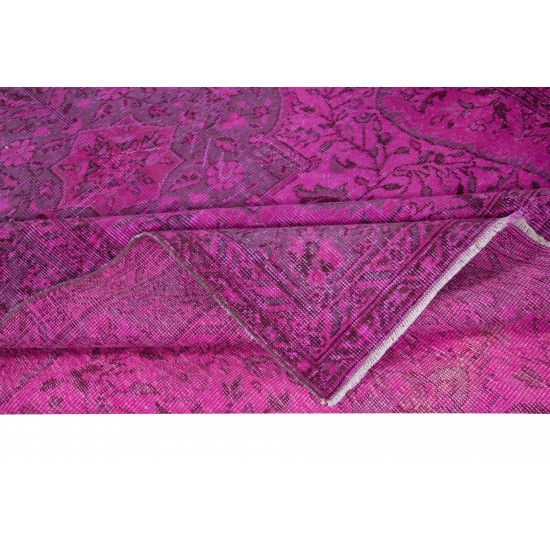 Pink Handmade Contemporary Rug, Turkish Wool Carpet, Living Room Rug