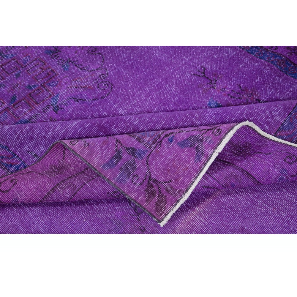 Contemporary Wool Area Rug in Purple, Hand-Knotted in Turkey