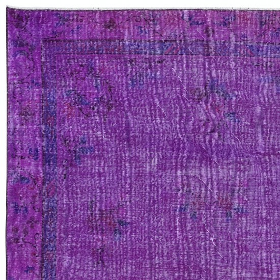 Contemporary Wool Area Rug in Purple, Hand-Knotted in Turkey