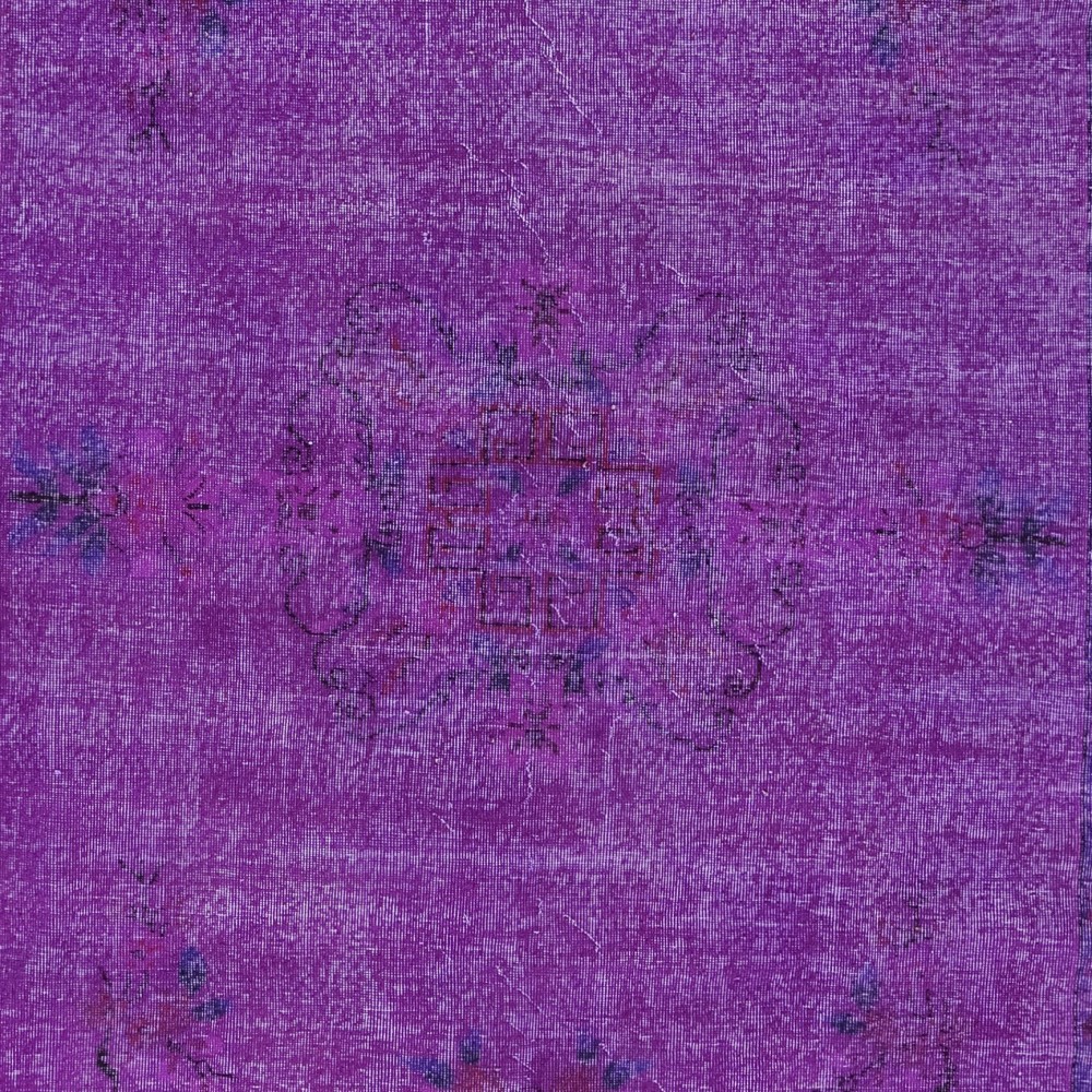 Contemporary Wool Area Rug in Purple, Hand-Knotted in Turkey