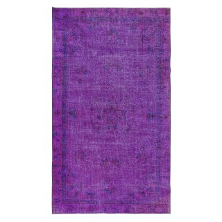 Contemporary Wool Area Rug in Purple, Hand-Knotted in Turkey
