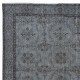 Handmade Turkish Rug with Botanical Design and Gray Background