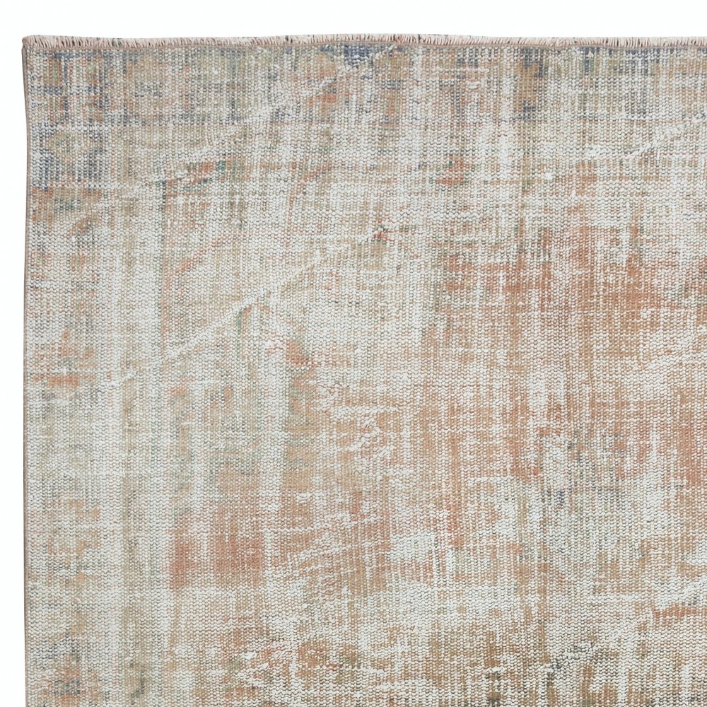 Vintage Sun Faded Anatolian Area Rug, Handmade Wool Carpet